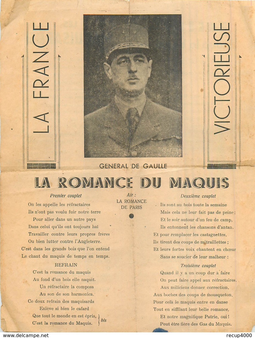 MILITARIA  La Romance Du Maquis  Charle De Gaulle  Guerre 1939.45 2 Scans - Documents