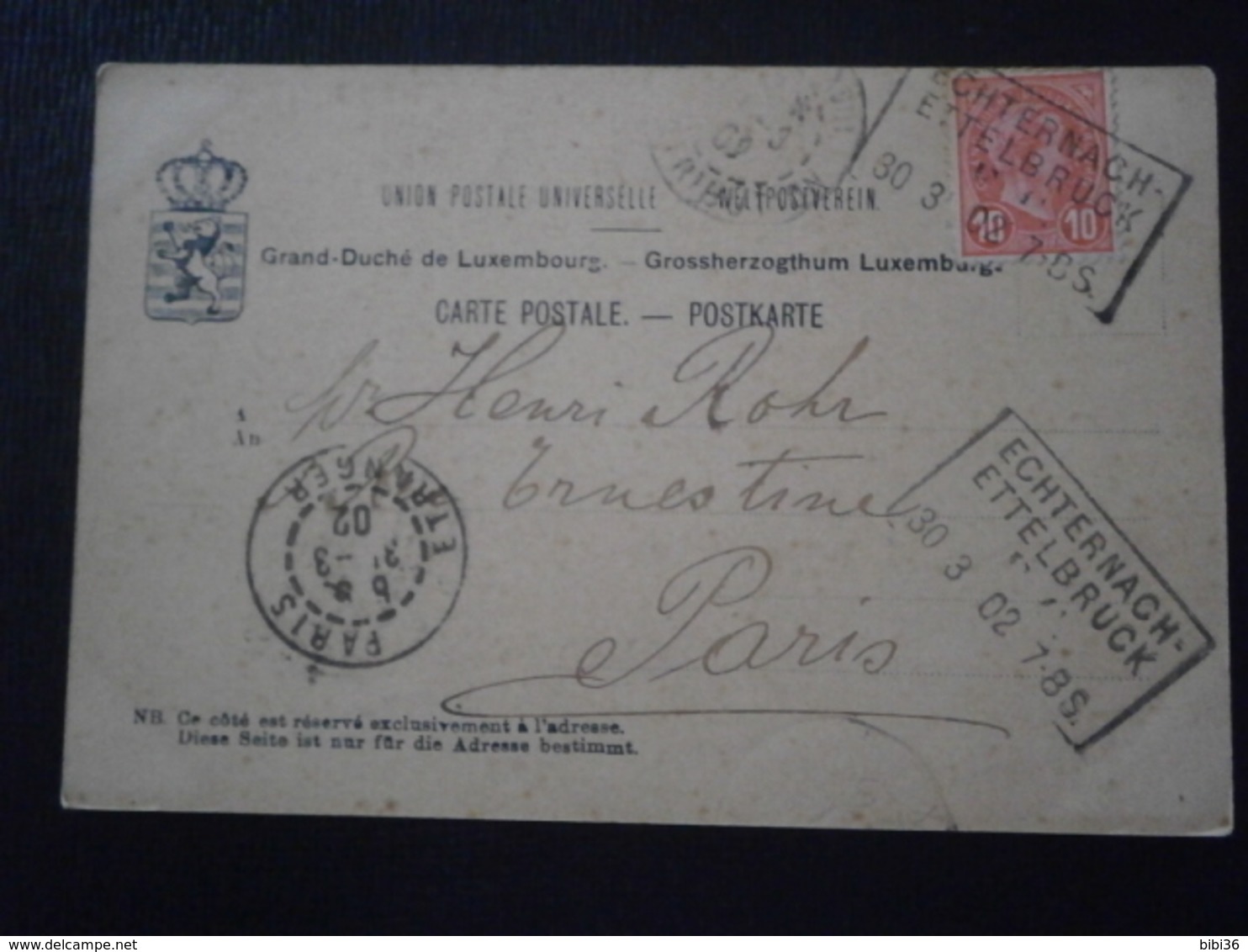 LUXEMBOURG LUXEMBURG TIMBRE STAMP LETTER COVER LETTRE ENVELOPPE CARTE CP ECHTERNACH ETTELBRUCK AMBULANT TRAIN - 1895 Adolphe Profil