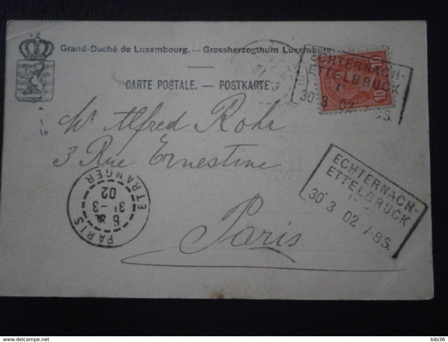 LUXEMBOURG LUXEMBURG TIMBRE STAMP LETTER COVER LETTRE ENVELOPPE CARTE CP ECHTERNACH ETTELBRUCK AMBULANT TRAIN - 1895 Adolphe Right-hand Side