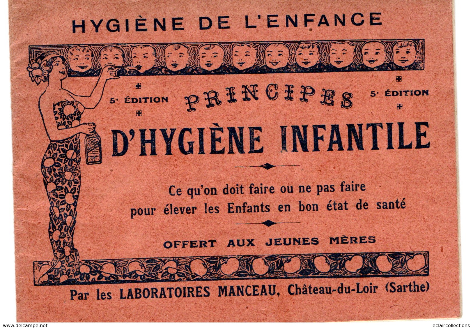 Vieux Papiers. Manuel De 39 Pages.  13,5x10,5. Hygiène Infantile  Manceau Pharmacien 72 Château Du Loir   (voir Scan) - Unclassified