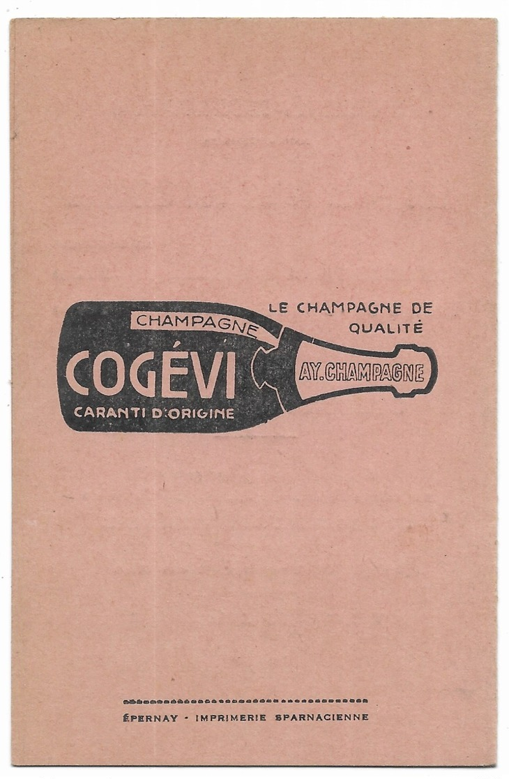Ay Publicité Champagne Cogévi Carte 2 Volets - Ay En Champagne