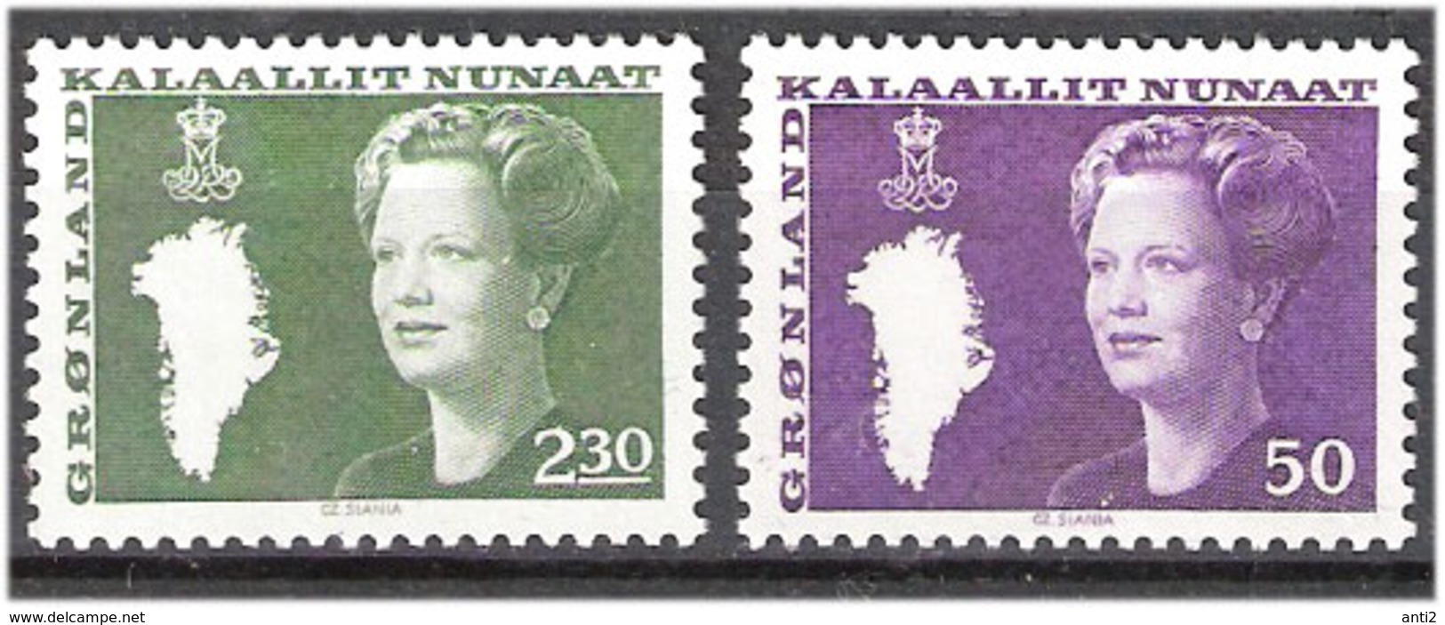 Greenland 1981 Queen Margrethe II, 50 øre And 2,30kr  Mi 126-127, MNH(**) - Brieven En Documenten