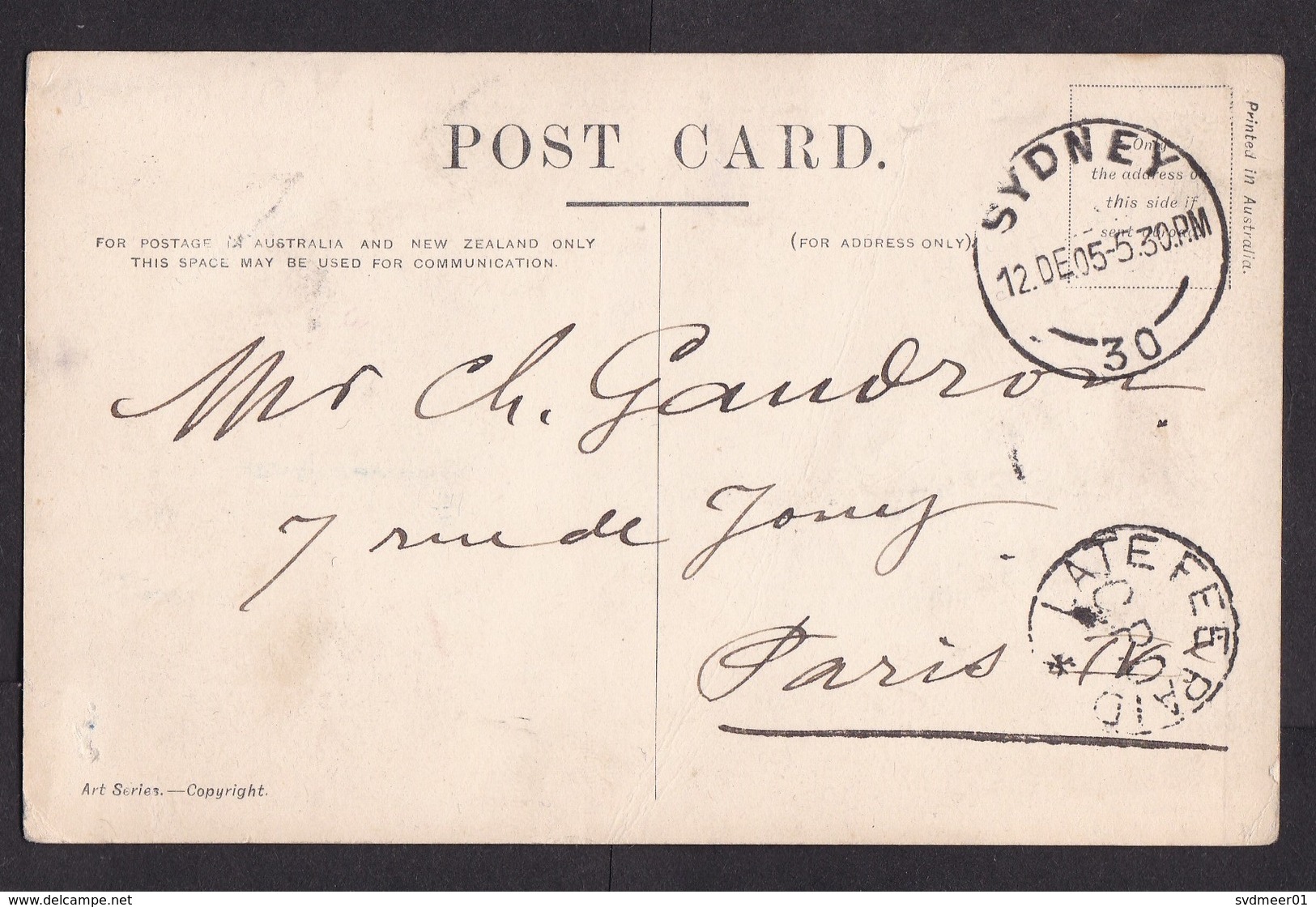 Australia - New South Wales NSW: Picture Postcard Sydney To France, 1905, 1 Stamp, Cancel Late Fee Paid (minor Crease) - Brieven En Documenten