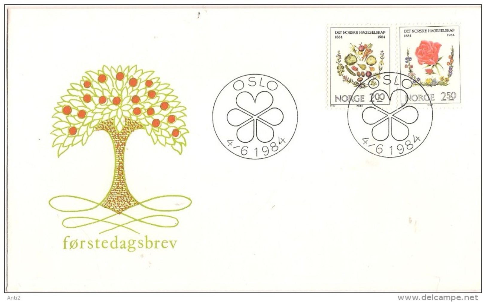 Norge Norway 1984 100 Years Norwegian Gardening Company, Fruit And Roses  Mi 906-907 , FDC - FDC