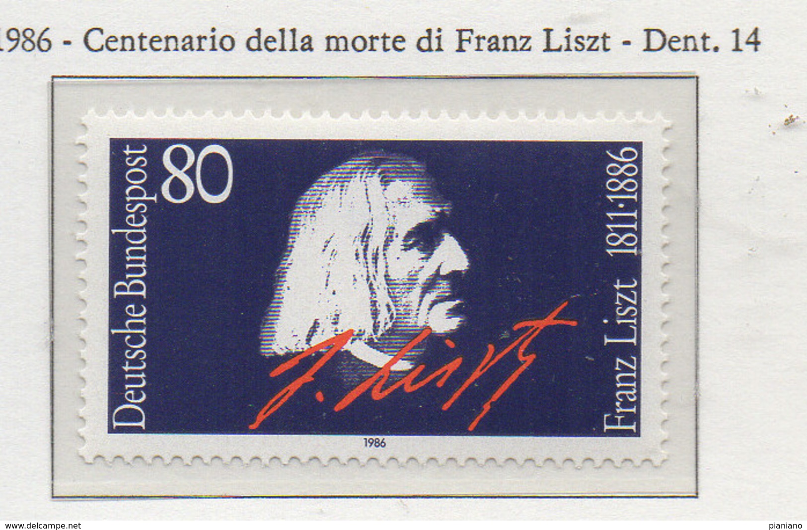 PIA - GERMANIA : 1986 : Centenario Della Morte Del Compositore Franz Liszt   - (Yv 1117) - Musica