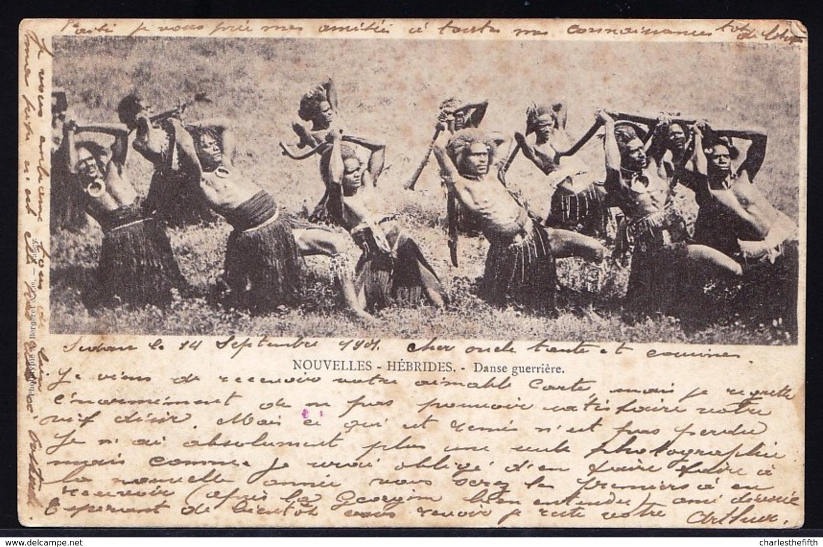 OCEANIE - OCEANIA - ** NOUVELLES HEBRIDES - Danse Guerrière ** Expédiée 1901 Vers Oosterzele - Vanuatu