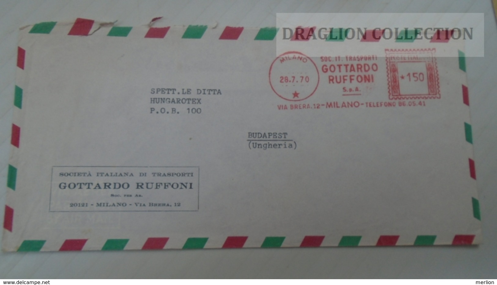 D165932  ITALIA -  EMA-METER STAMP - Gottardo RUFFONI  MILANO 1970 - Macchine Per Obliterare (EMA)