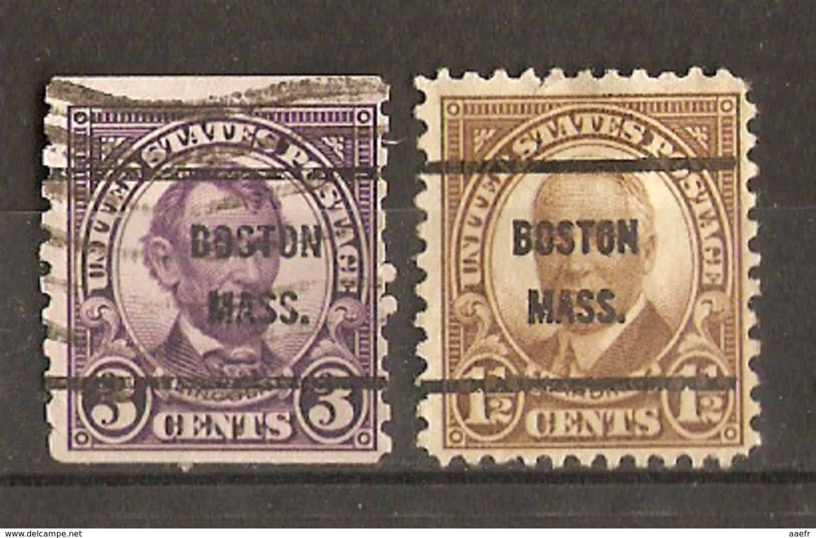 Etats-Unis -  Petit Lot De 2 Préoblitérés Boston - Massachussets - Sc 555 (roulette)/684 - Precancels