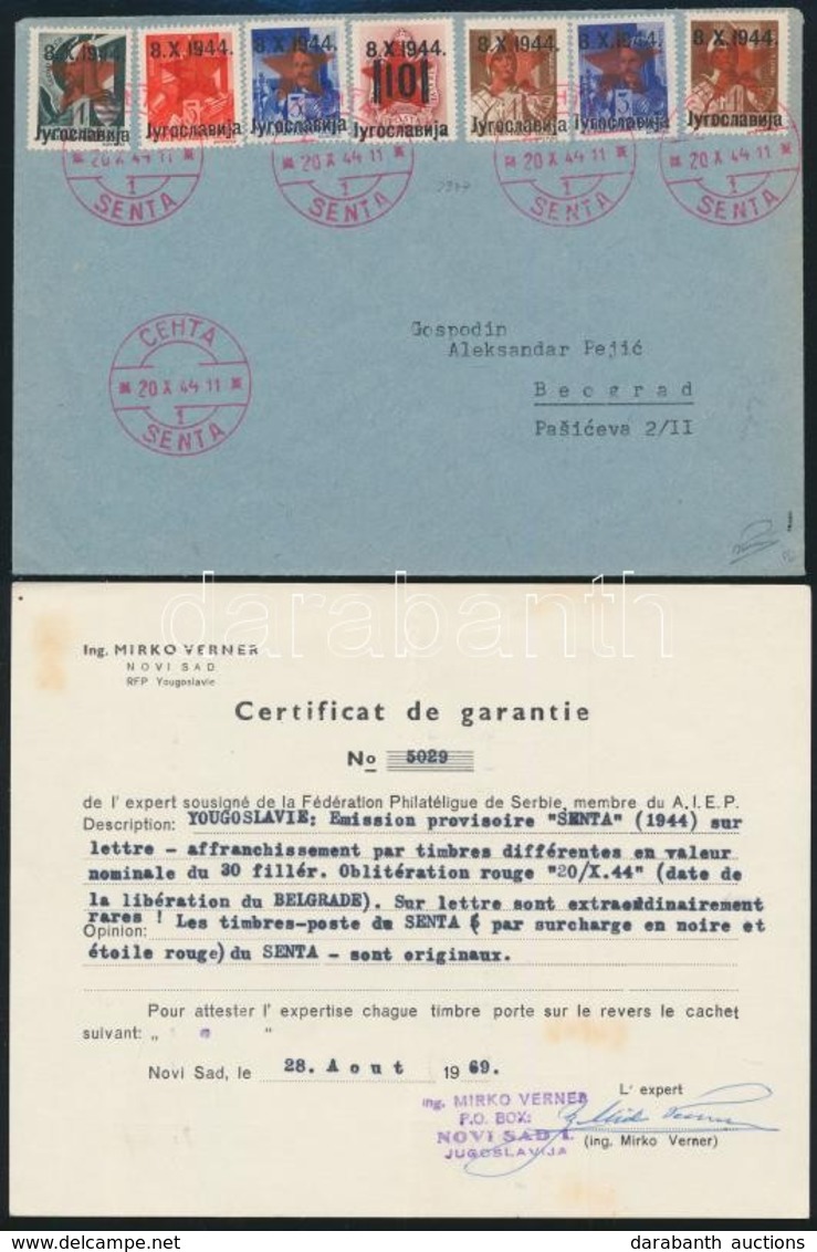 Zenta 1944 7 Db Zentai Felülnyomású Bélyeg Levélen Belgrádba, Piros Bélyegzéssel. Certificate: Mirko Verner,   Sign: Bod - Altri & Non Classificati