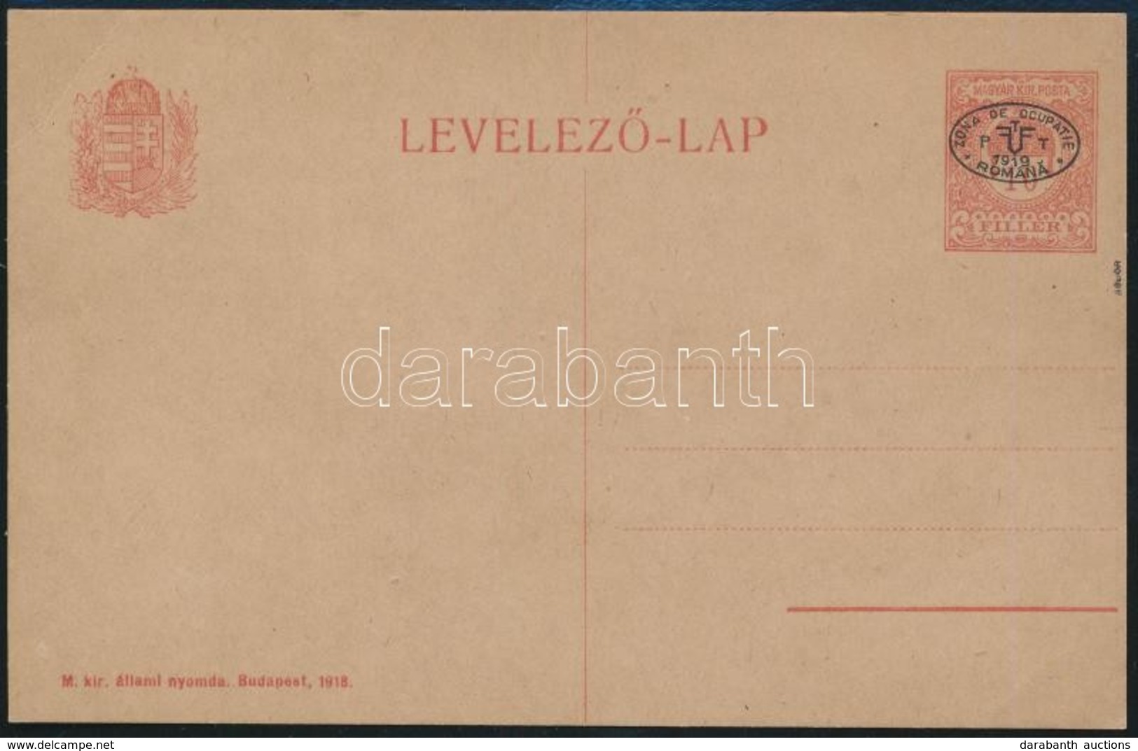 Debrecen 1919 Használatlan 10f Díjjegyes Levelezőlap, Példányszám 50 Db. (100.000) Signed: Bodor - Sonstige & Ohne Zuordnung