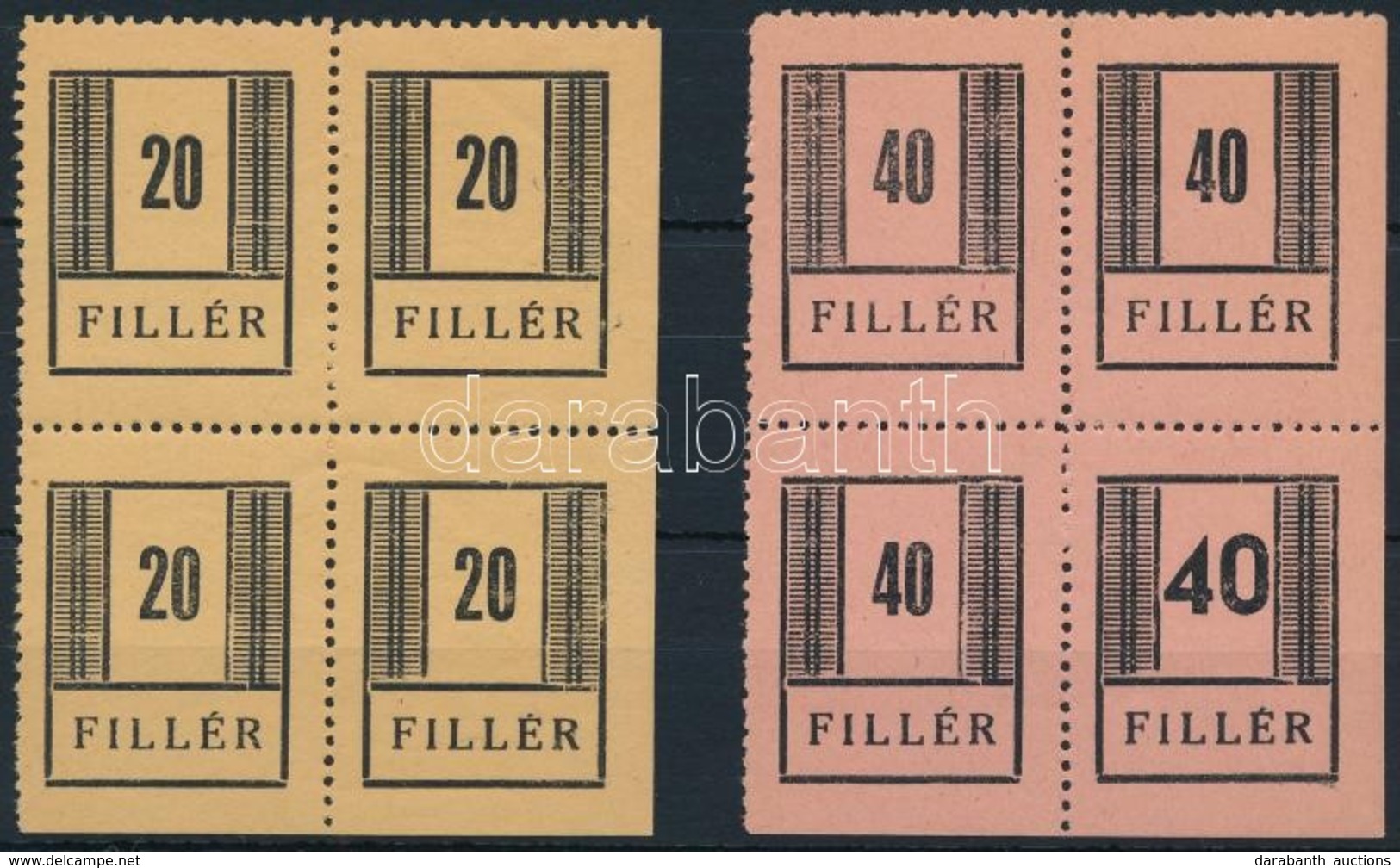 ** 1944/45 Nyíregyháza I. Vizsgálatlan Négyestömbök, A 40f Széles Számmal Is (1.000.000) - Andere & Zonder Classificatie