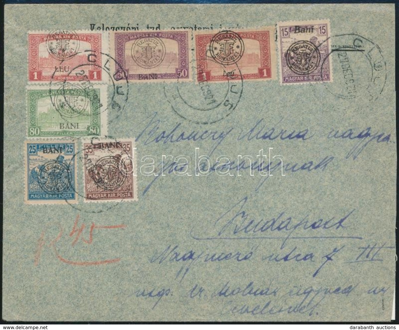 Kolozsvár 1921 Kolozsvári és Nagyváradi Felülnyomású Bélyegek Ajánlott Levélen Budapestre. Signed: Bodor - Sonstige & Ohne Zuordnung