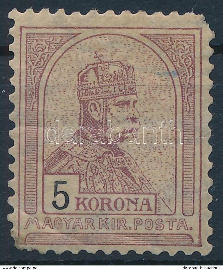 * 1900 Turul 5K (30.000) (hibás, Hiányos Bélyeg Eredeti Gumival / Faulty, Demaged Stamp With Original Gum) - Sonstige & Ohne Zuordnung