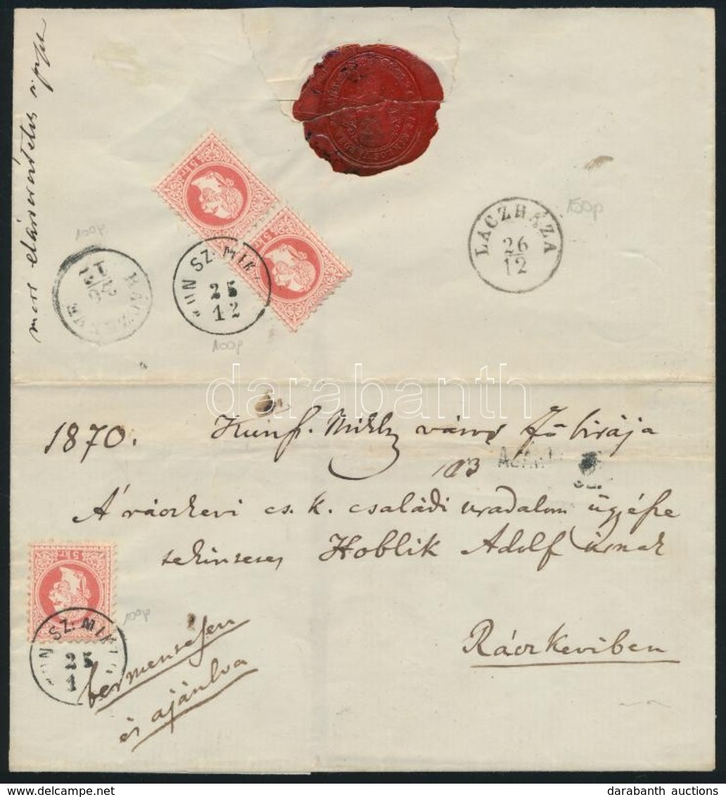 1870 3 X 5kr Ajánlott Levélen / On Registered Cover 'KUN SZ:MIKLOS' - Ráczkeve - Sonstige & Ohne Zuordnung