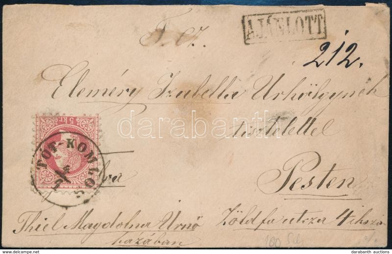 1867 Ajánlott Levél 5kr és 10kr Bérmentesítéssel 'TÓT-KOMLÓS' - Pest - Sonstige & Ohne Zuordnung