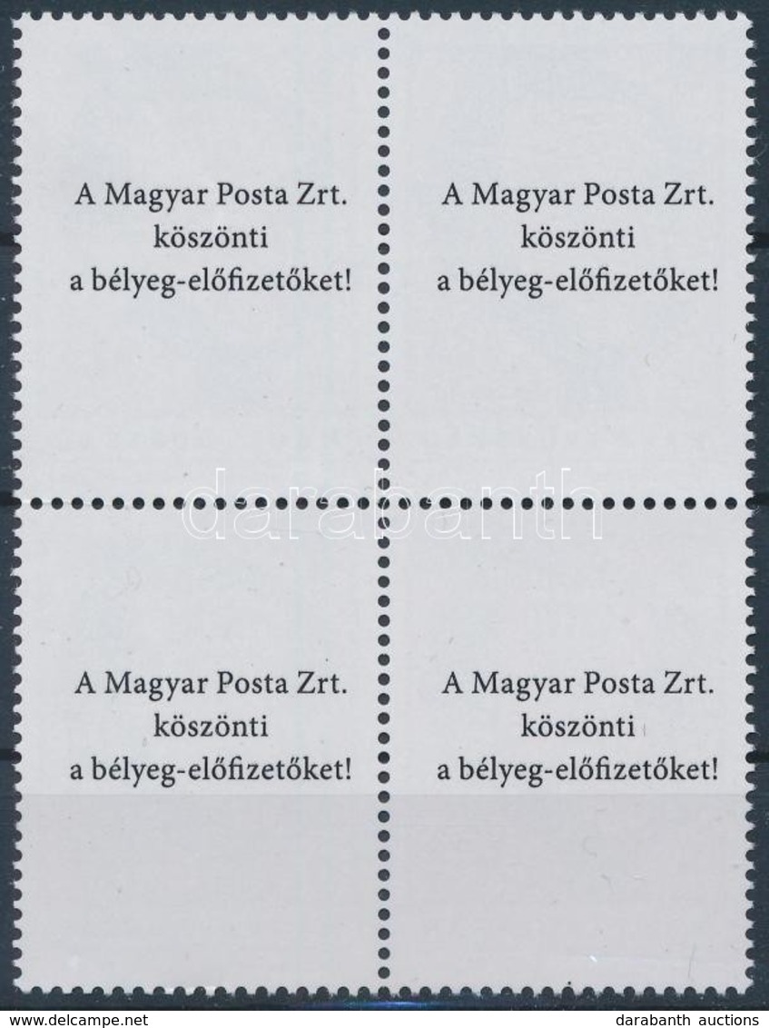 ** 2016 Gróf Széchenyi István Négyestömb  Az Előfizetők Részere, Hátoldali Felirattal (16.000) - Sonstige & Ohne Zuordnung