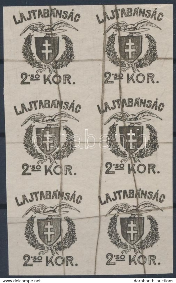 (*) Nyugat-Magyarország (VII.) 1921 Fogazatlan Próbanyomat 2,50K Hatostömb / 2,50K Imperforate Proof Block Of 6 - Sonstige & Ohne Zuordnung