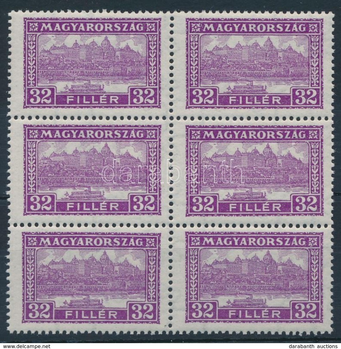 ** 1926 Pengő-fillér (I.) 32f 6-os Tömb (15.000) (ráncok / Creases) - Other & Unclassified