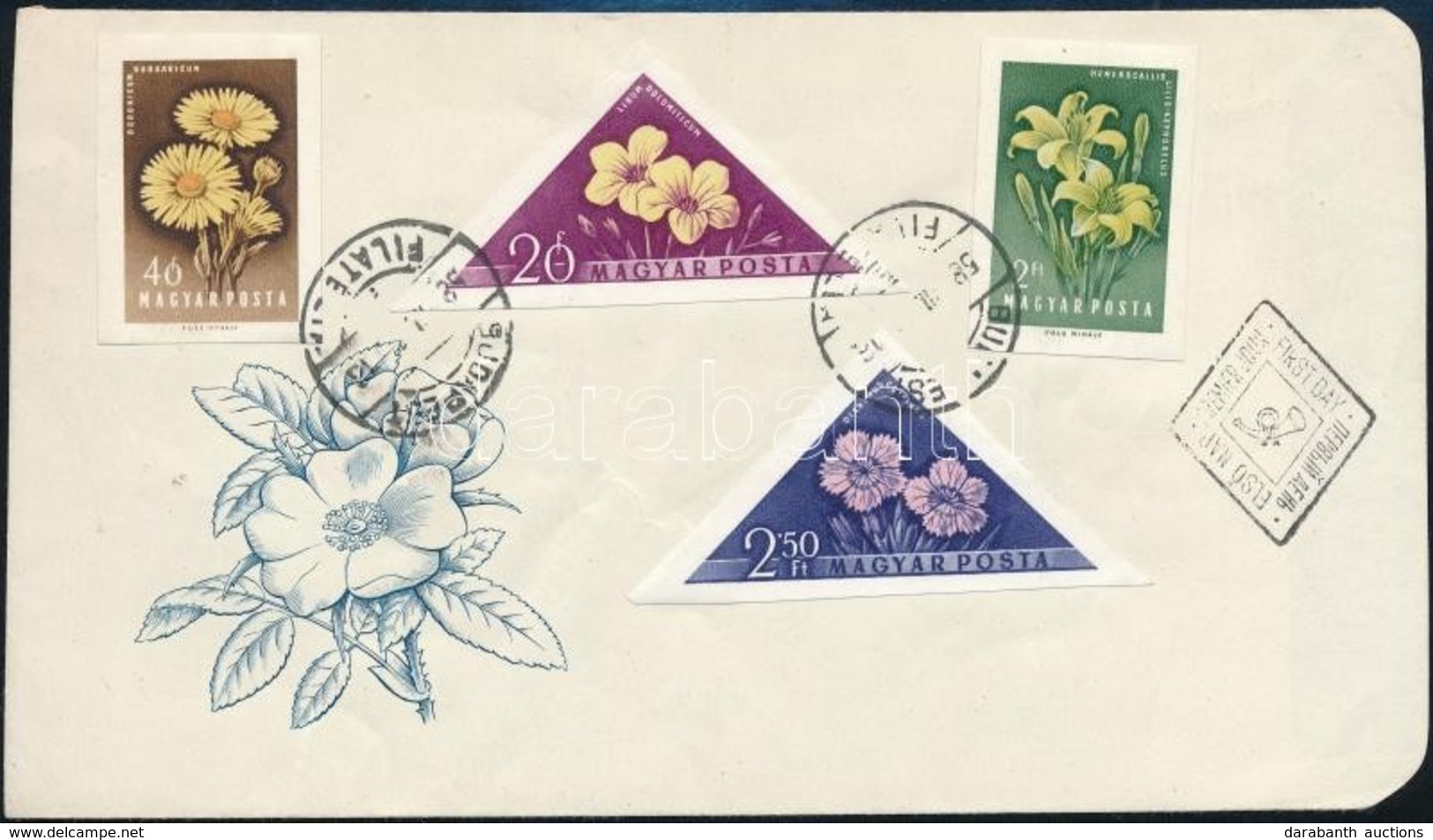 1958 Virág (III.) Vágott Sor 2 Db FDC-n (15.000) - Sonstige & Ohne Zuordnung