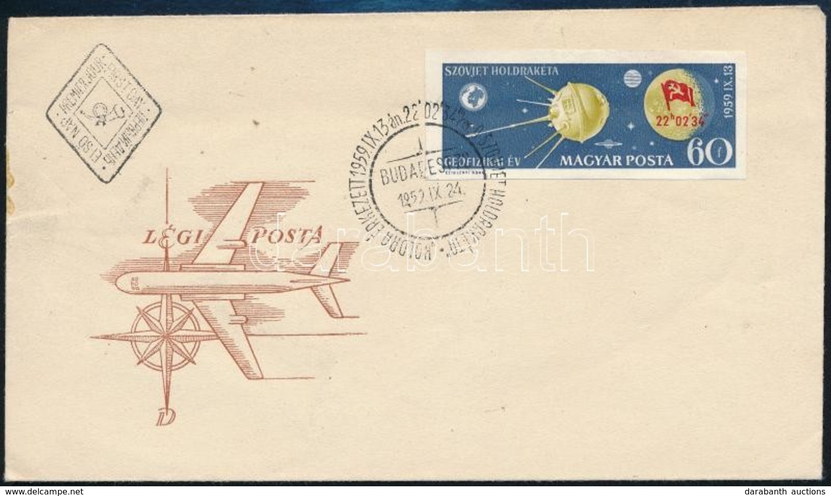 1959 Holdrakéta Vágott Bélyeg FDC-n - Sonstige & Ohne Zuordnung