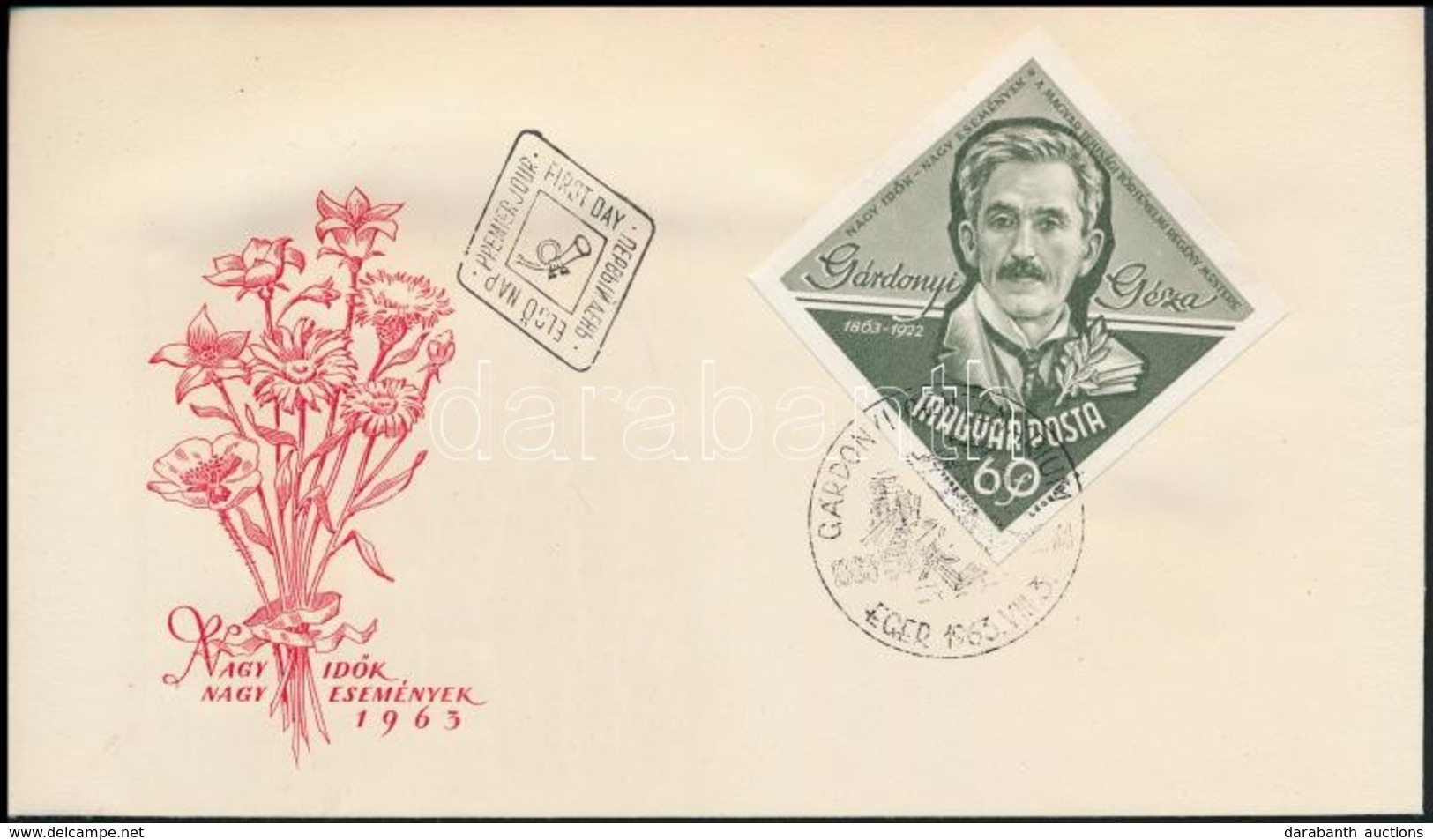 1963  Gárdonyi Géza Vágott Bélyeg FDC-n - Sonstige & Ohne Zuordnung