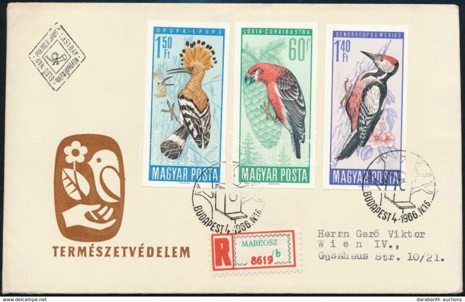 1966 Természetvédelem (II.) - Madarak (V.) Vágott Sor 2 Db Ajánlott FDC-n (5.500) - Sonstige & Ohne Zuordnung