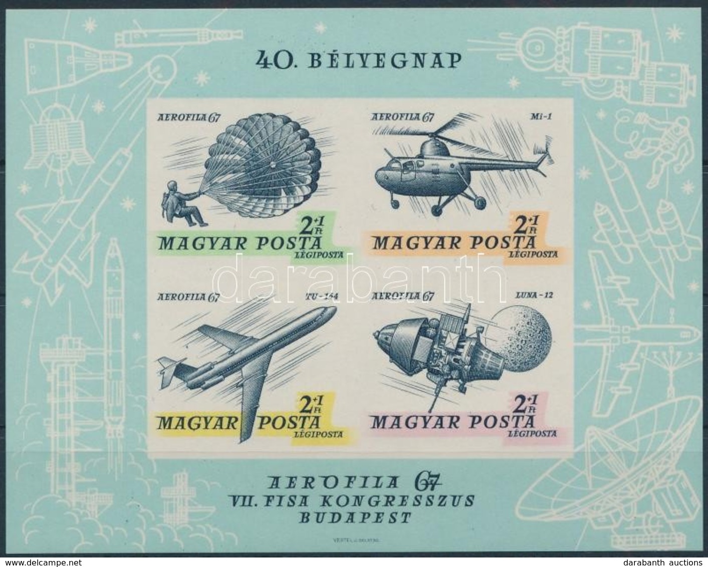 ** 1967 Bélyegnap (40.) - Aerofila (II.) Vágott Blokk (5.000) - Sonstige & Ohne Zuordnung