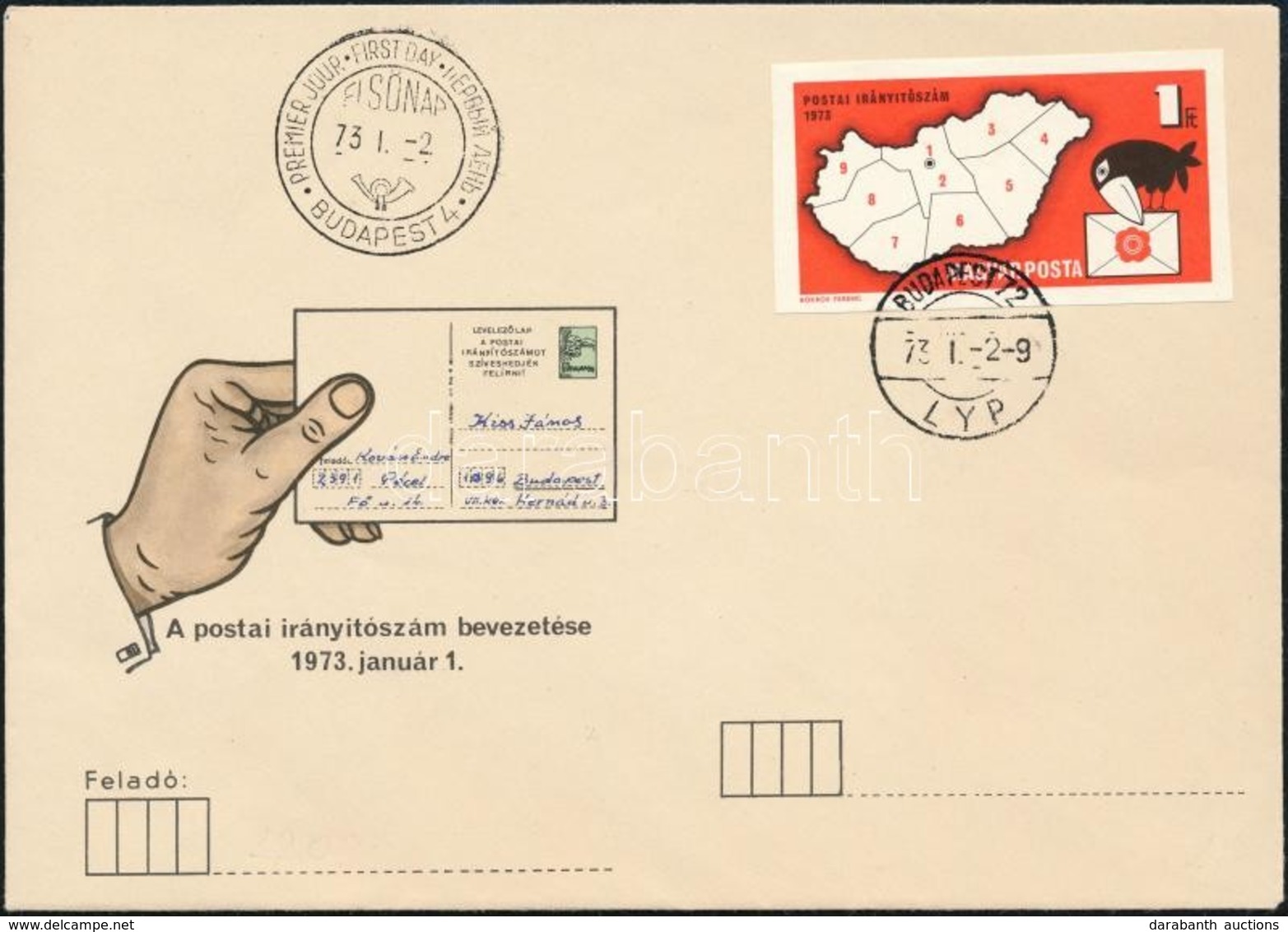 1973 Postai Irányítószám Vágott FDC - Sonstige & Ohne Zuordnung