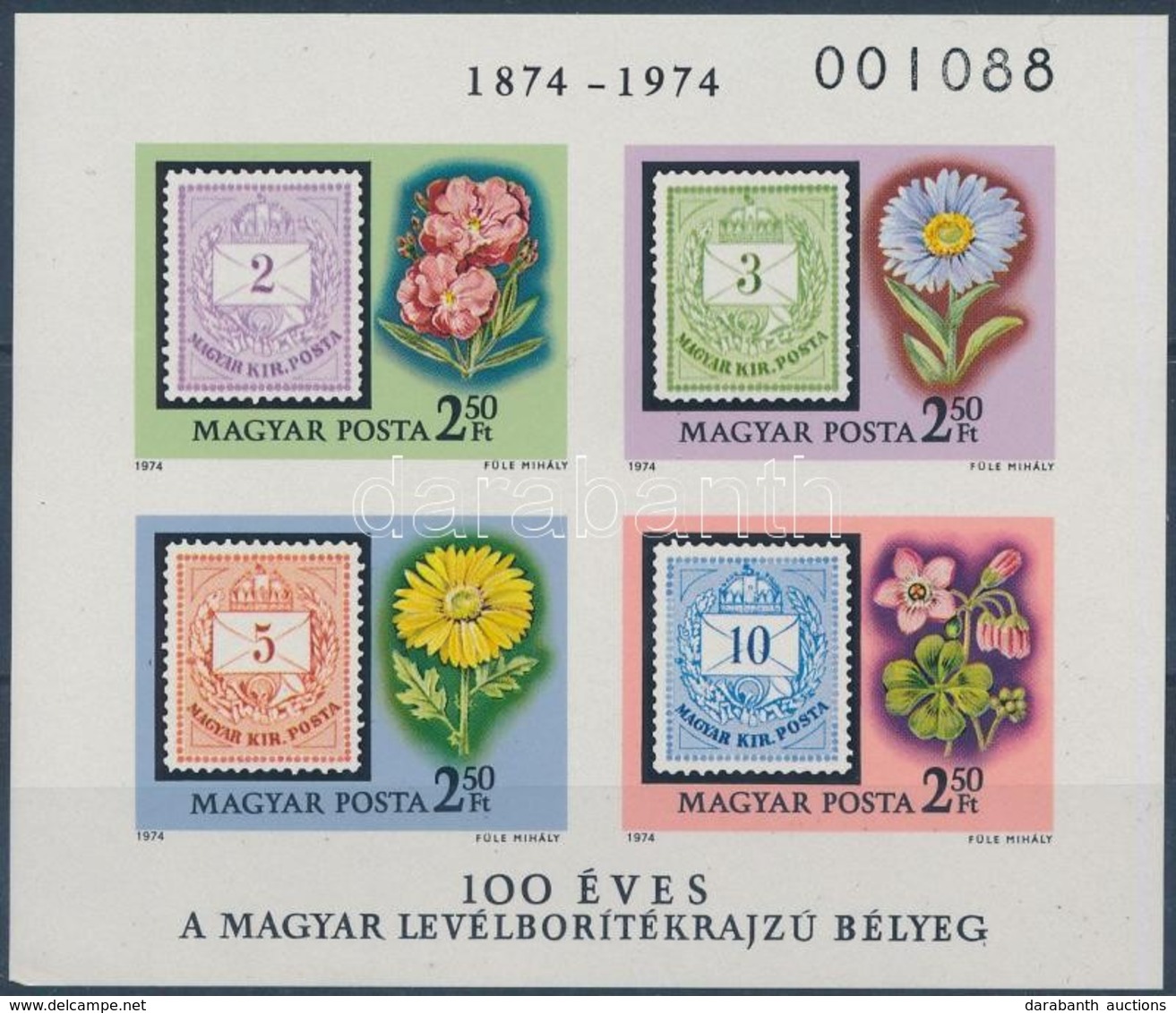 ** 1974 100 éves A Levélborítékrajzú Bélyeg Vágott Blokk (4.000) - Sonstige & Ohne Zuordnung