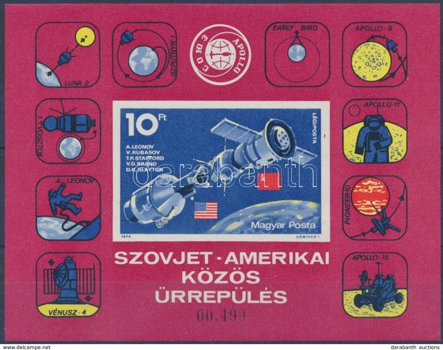 ** 1975 Szovjet-amerikai Közös űrrepülés Vágott Blokk (4.500) - Sonstige & Ohne Zuordnung