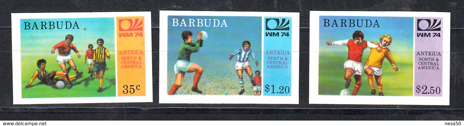 Barbuda 1974 Mi Nr 175 - 177, Ongetand, Voetbal, Football, WK 1974, Postfris - Antigua En Barbuda (1981-...)