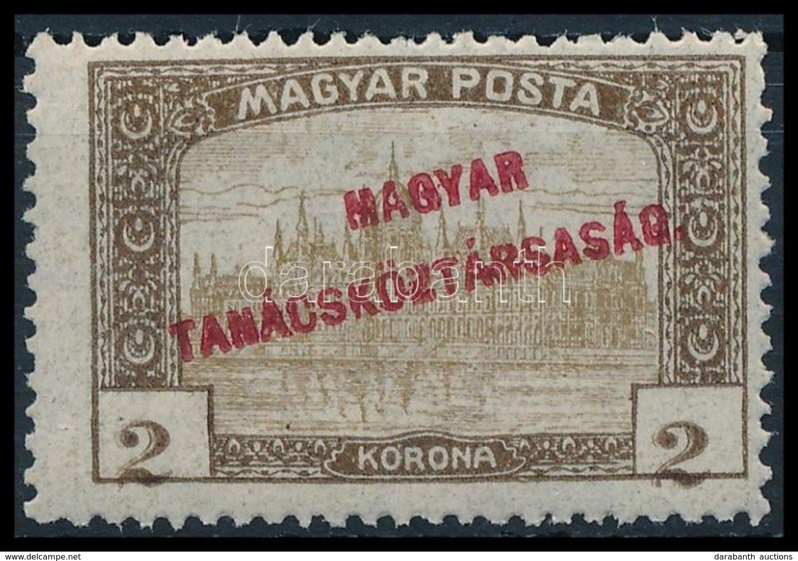 ** 1919 Magyar Tanácsköztársaság 2K, Az értékszámok Alul Kilógnak A Keretből - Sonstige & Ohne Zuordnung