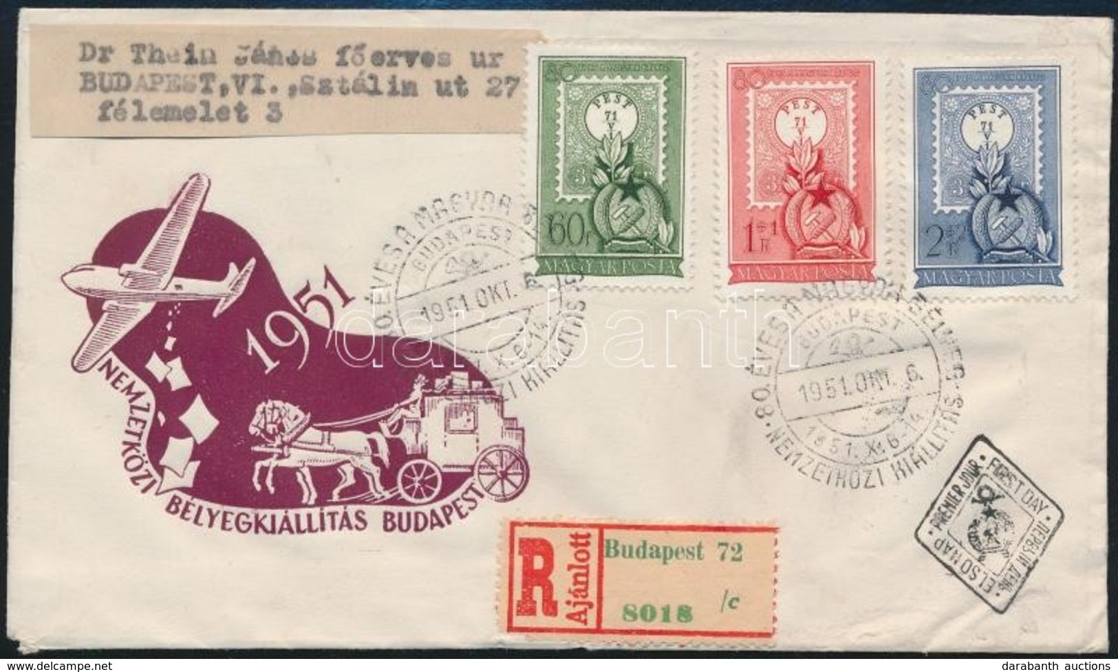 1951 80 éves A Magyar Bélyeg Sor Ajánlott FDC - Sonstige & Ohne Zuordnung