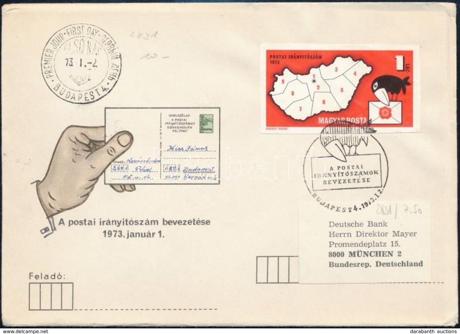 1973 Postai Irányítószám-rendszer Vágott Bélyeg FDC-n - Sonstige & Ohne Zuordnung