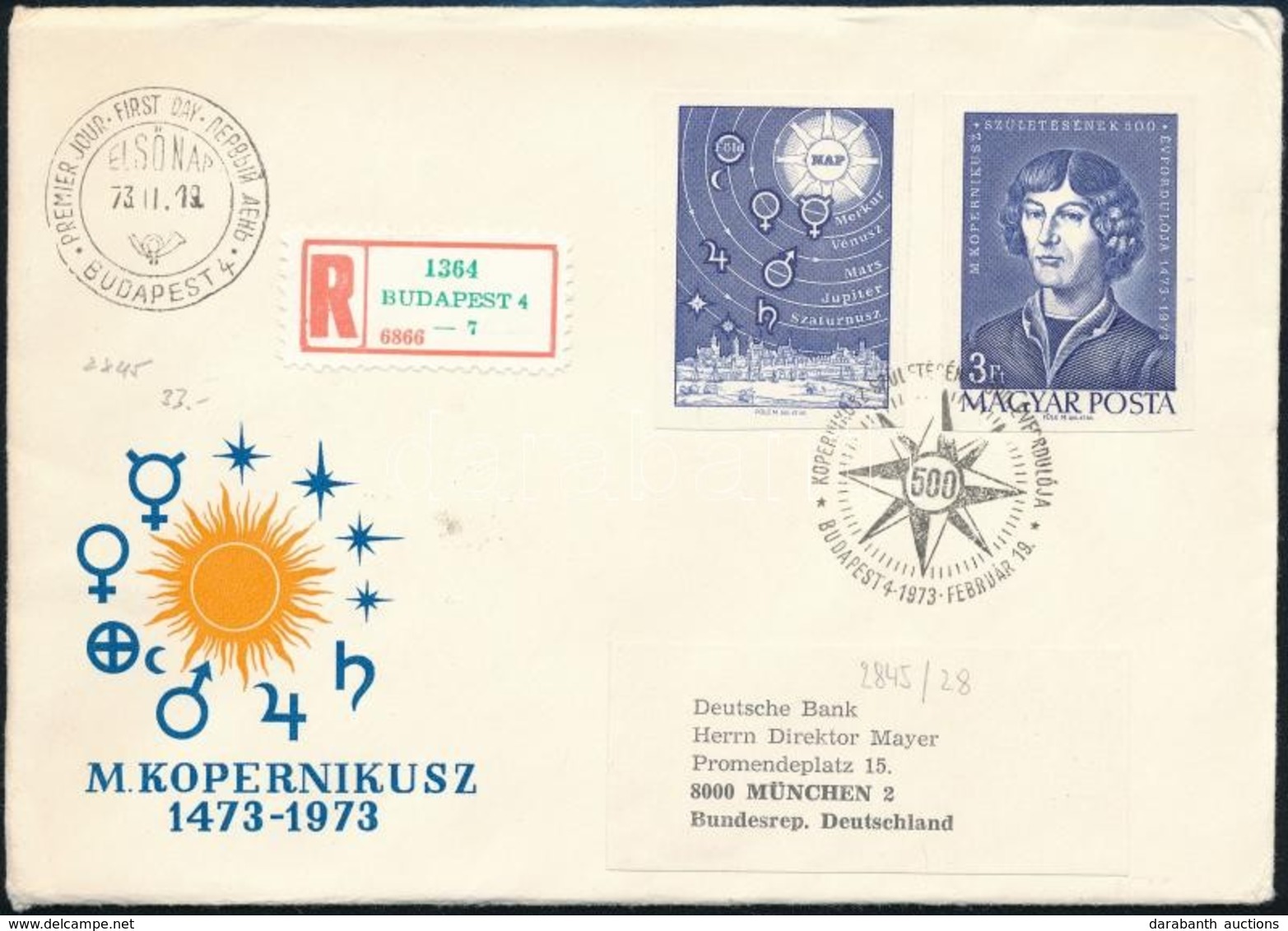 1973 Kopernikusz Vágott Bélyeg Ajánlott FDC-n - Sonstige & Ohne Zuordnung