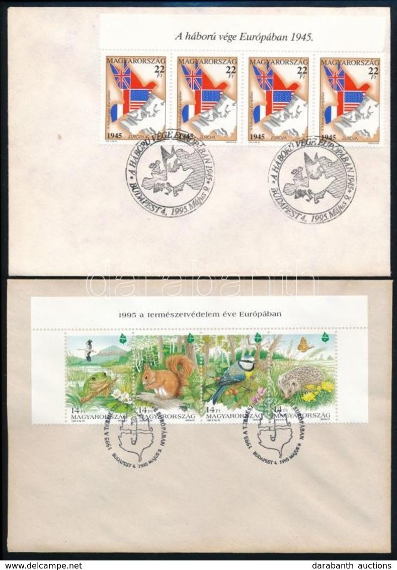 1995 Europa CEPT + Természetvédelem ívsarki Négyescsík Felirattal 2 FDC-n (min. 5.000) - Sonstige & Ohne Zuordnung