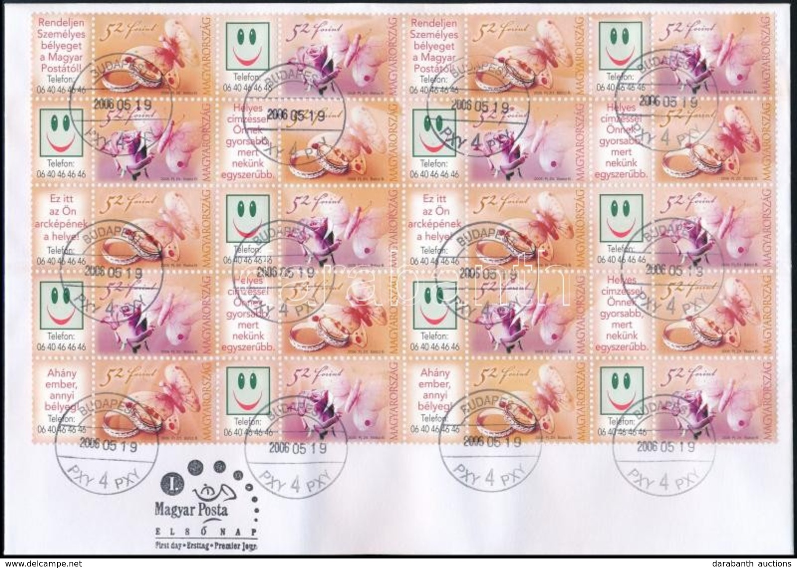 2006 Szerelem Bélyegem 20 Db Szelvényes Bélyeg ívdarabban FDC-n (13.000) - Sonstige & Ohne Zuordnung