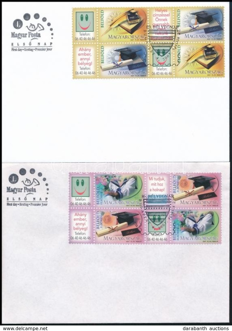 2007 Ballagás Bélyegem (I.) + (II.) Négyestömbök 2  FDC-n - Otros & Sin Clasificación