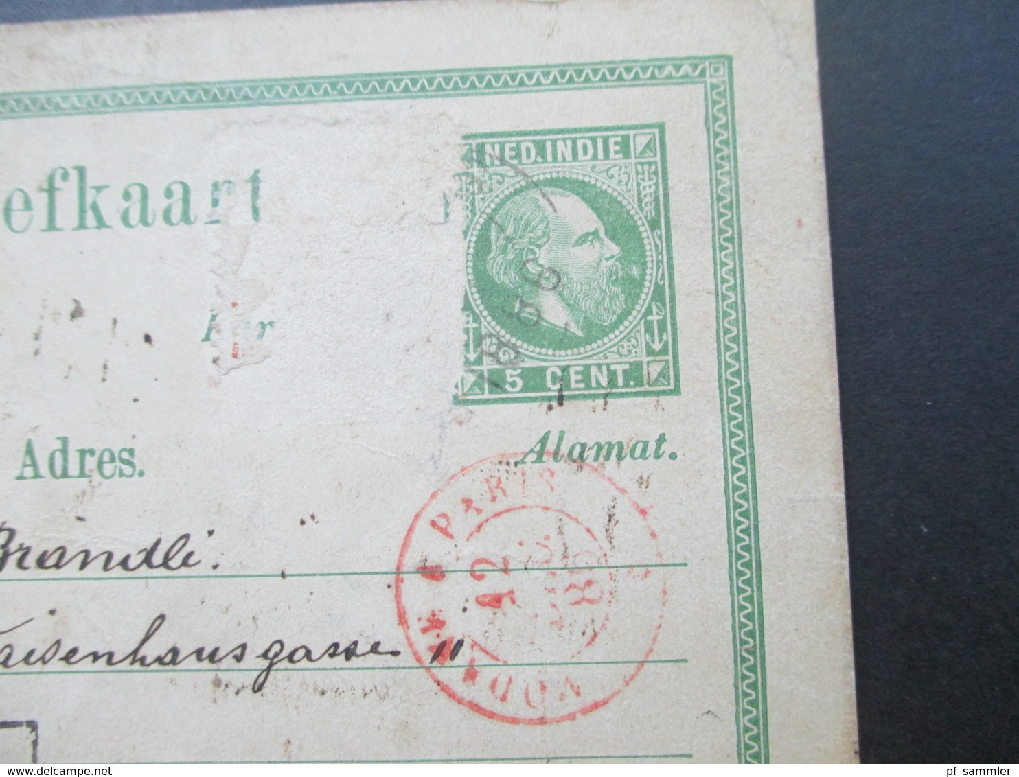 Niederlandisch Indien Ned. Indie Ganzsache 1886 Nach Zürich über Singapore Und Paris. Ra2 Ned. Indie Via Brindisi - Nederlands-Indië