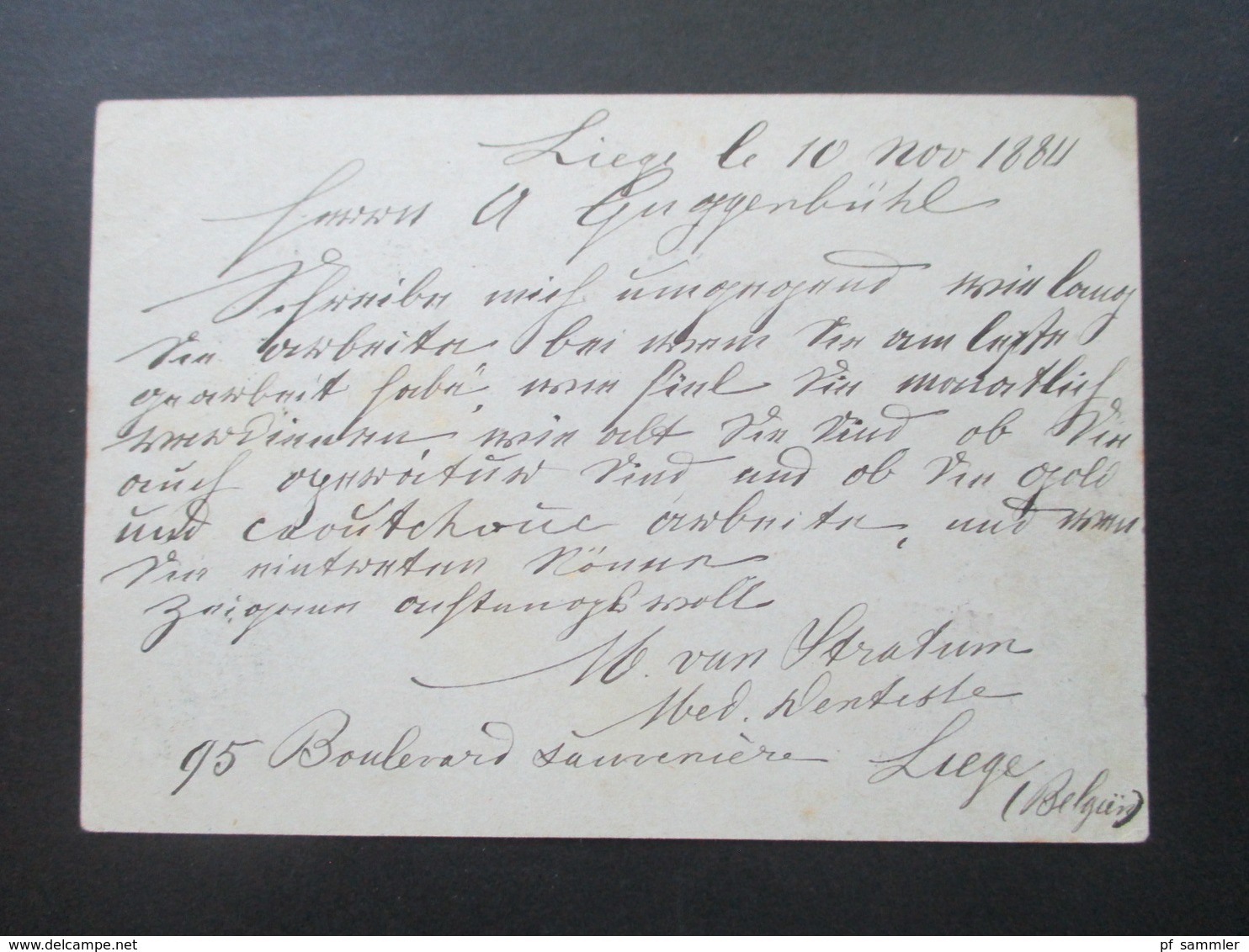 Belgien 1884 Ganzsache In Die Schweiz Nach Zürich. Bahnpost Stempel Ambulant No 26 - Cartoline 1871-1909