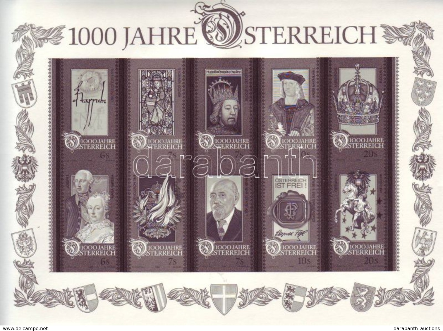 ** 1996 1000 éves Ausztria Blokk Mi 12 Vágott Feketenyomat (példányszám 2.100db) - Altri & Non Classificati