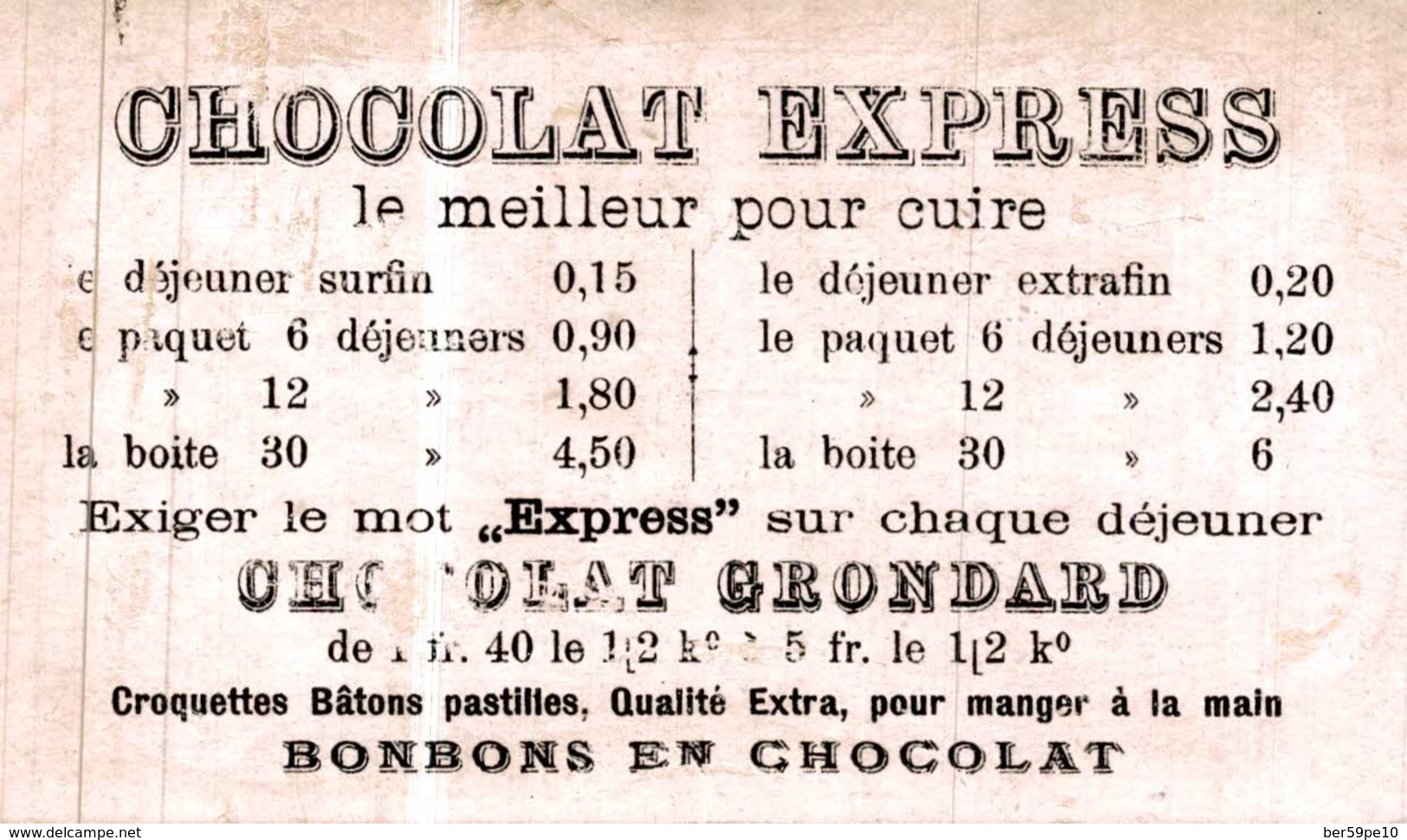 CHROMO CHOCOLAT EXPRESS GRONDARD PARIS  PARIS  ARC DE TRIOMPHE DE L'ETOILE - Autres & Non Classés