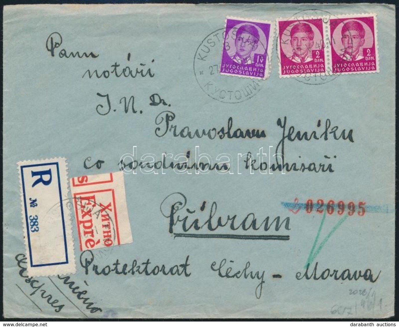 1940 Expressz Ajánlott Levél Pribramba/ Registered Express Cover To Prigram - Sonstige & Ohne Zuordnung