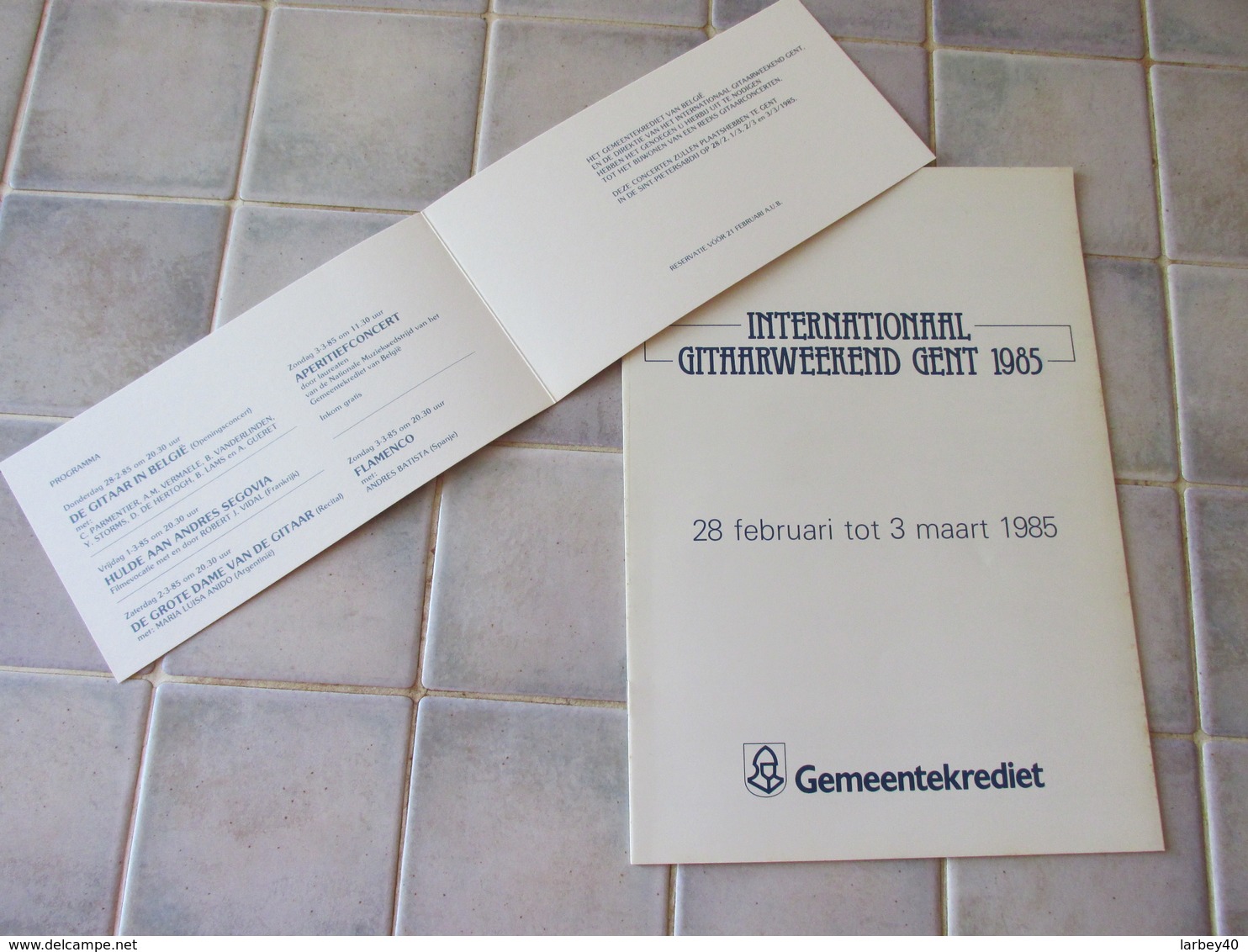 Programe Internationaal Gitaarweekend Gent 1985 - Andres Segovia Flamenco Ect - Programmes