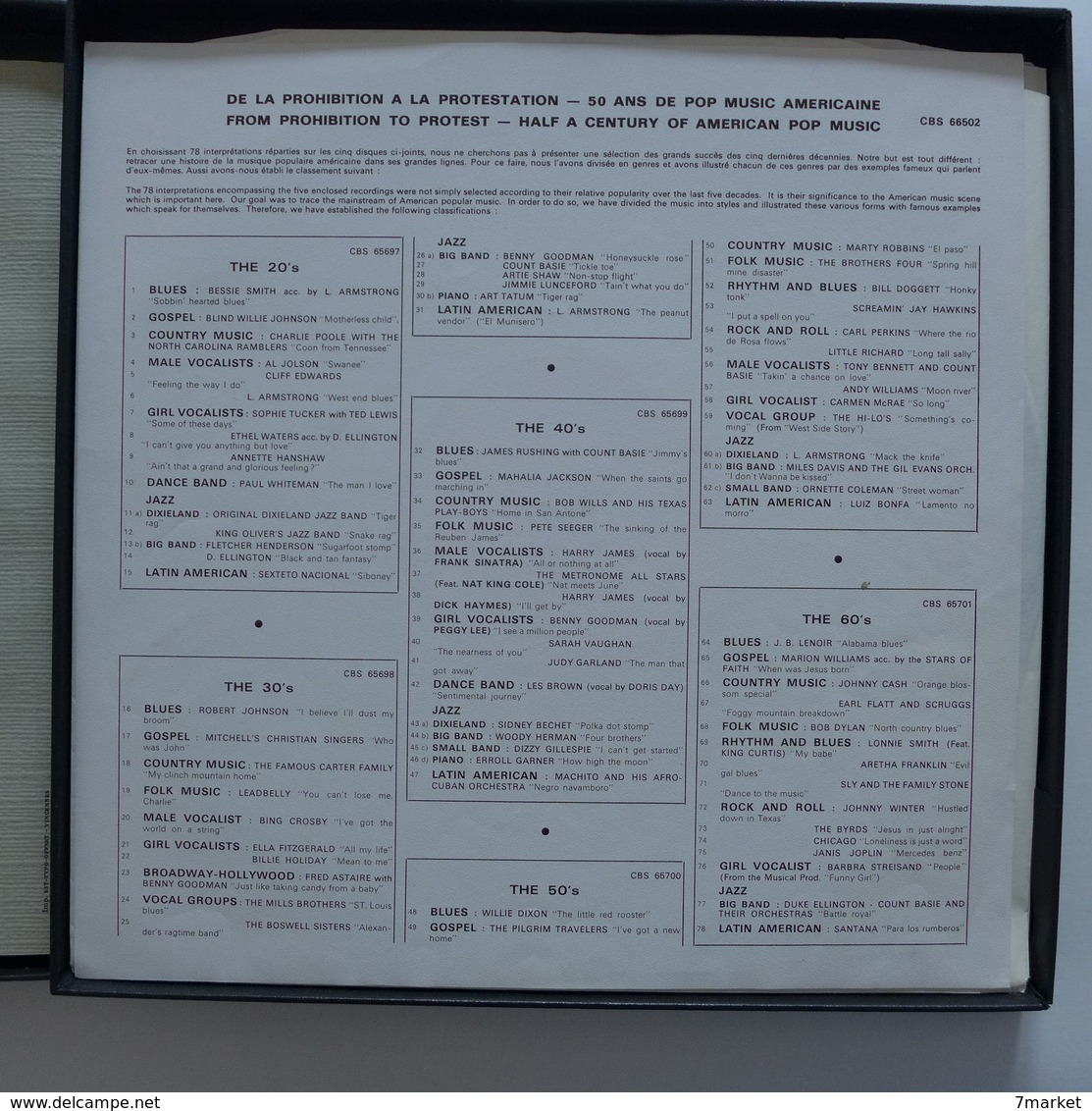 Coffret 5 LP / De La Prohibition à La Protestation  50 Ans De Pop Music Américaine / 1973 - CBS - Pressage FR - Other & Unclassified