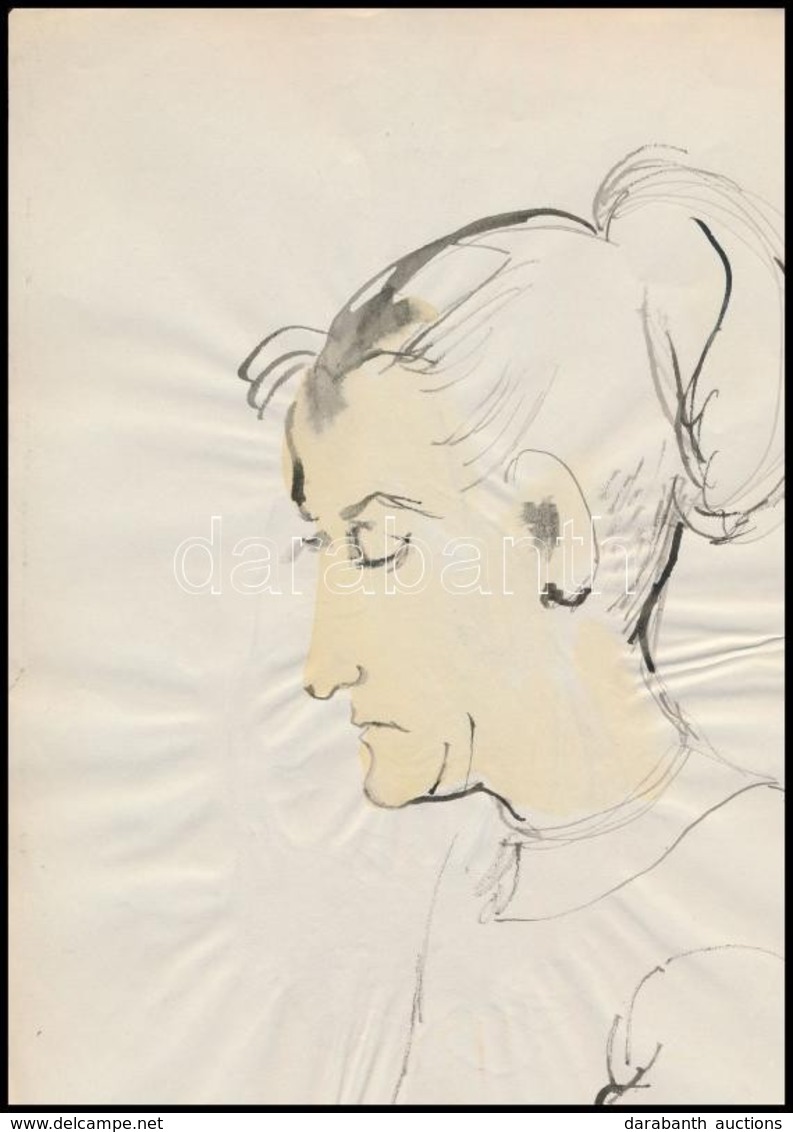 Gulácsy Jelzéssel: Női Portré. Tus, Papír, 29×21 Cm - Sonstige & Ohne Zuordnung