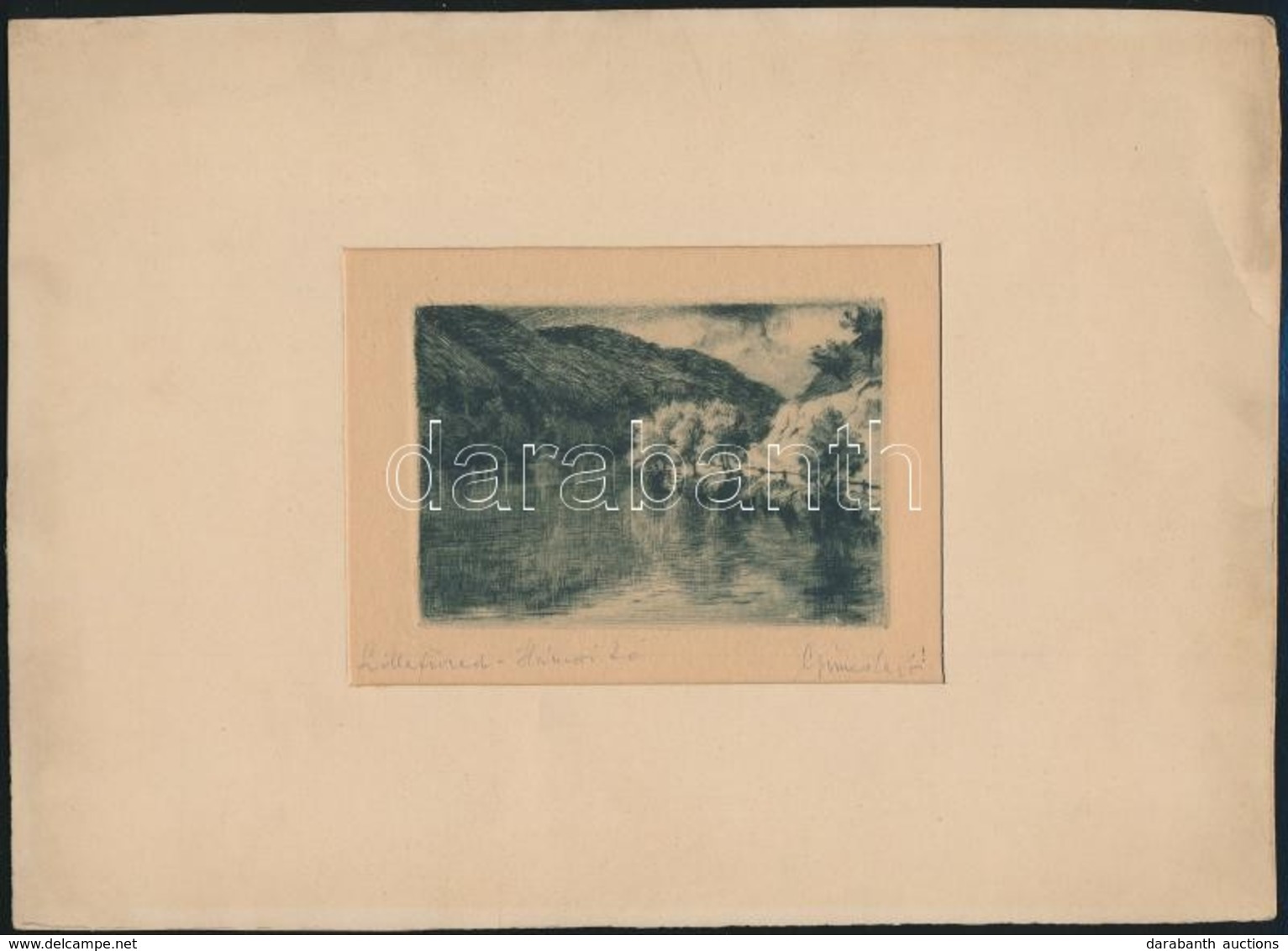 Gyimes Lajos (1886-1945): Lillafüred, Hámori-tó, Rézkarc, Papír, Jelzett, Paszpartuban, 7×9,5 Cm - Sonstige & Ohne Zuordnung