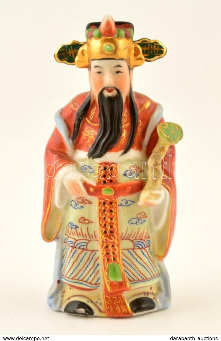 Japán Bölcs Figura. Kézzel Festett, Jelzés Nélkül, Hibátlan 17 Cm - Sonstige & Ohne Zuordnung