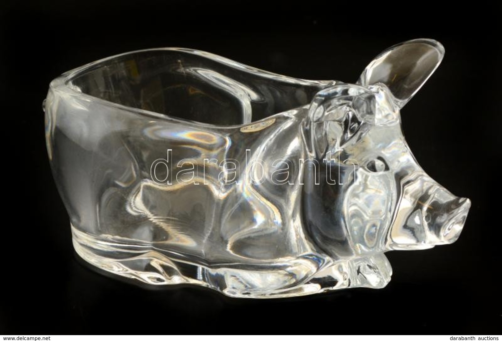 Malacos Kínálótál, Formába öntött, Jelzett (Cristal D' Argues), Hibátlan,  M:8 Cm, H: 19 Cm - Glass & Crystal