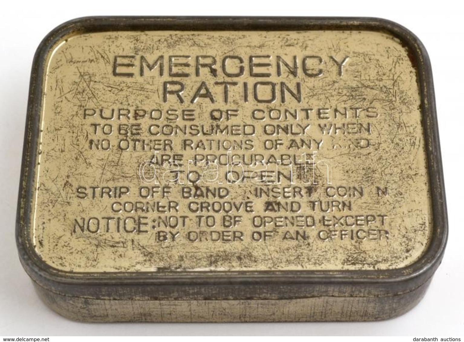 'Emergency Ration' Feliratú Fém Doboz, 11×8×2,5 Cm - Sonstige & Ohne Zuordnung